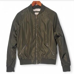 Ashley 26 International Olive Green Sherpa Lined Bomber Jacket Size Large